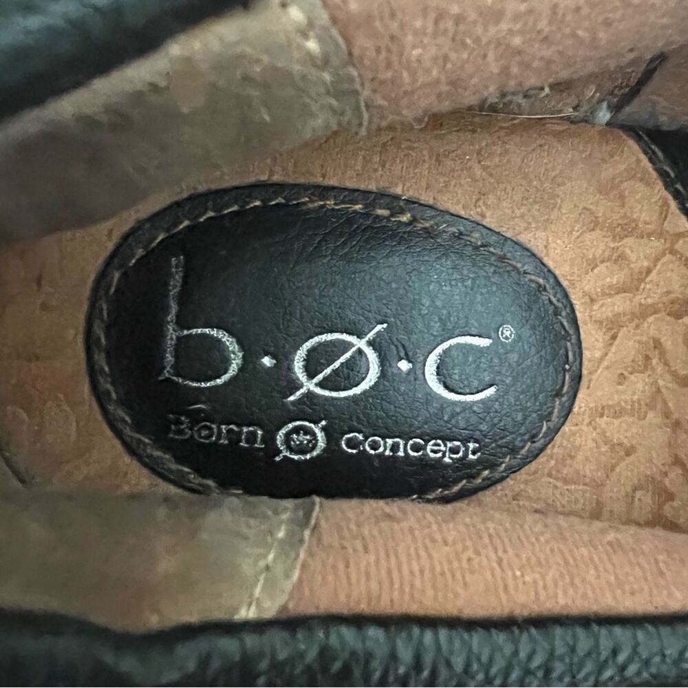 boc Born Peggy Clogs Size 7 Black Pebbled Leather Chunky Stacked Heel Mules - Picture 13 of 15